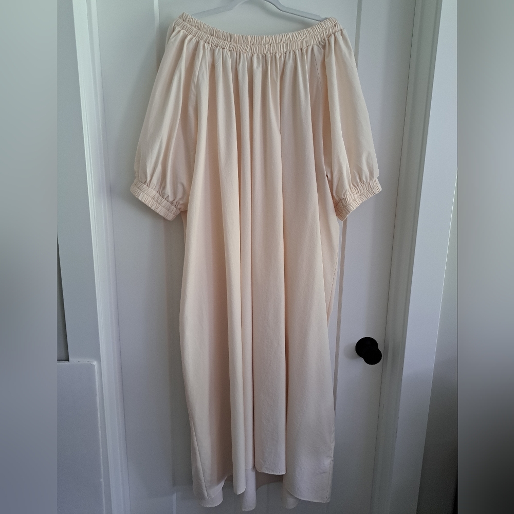 LATTELIER. NWT Maxi Dress With Elastic Neck (Cream) - Picture 6 of 10